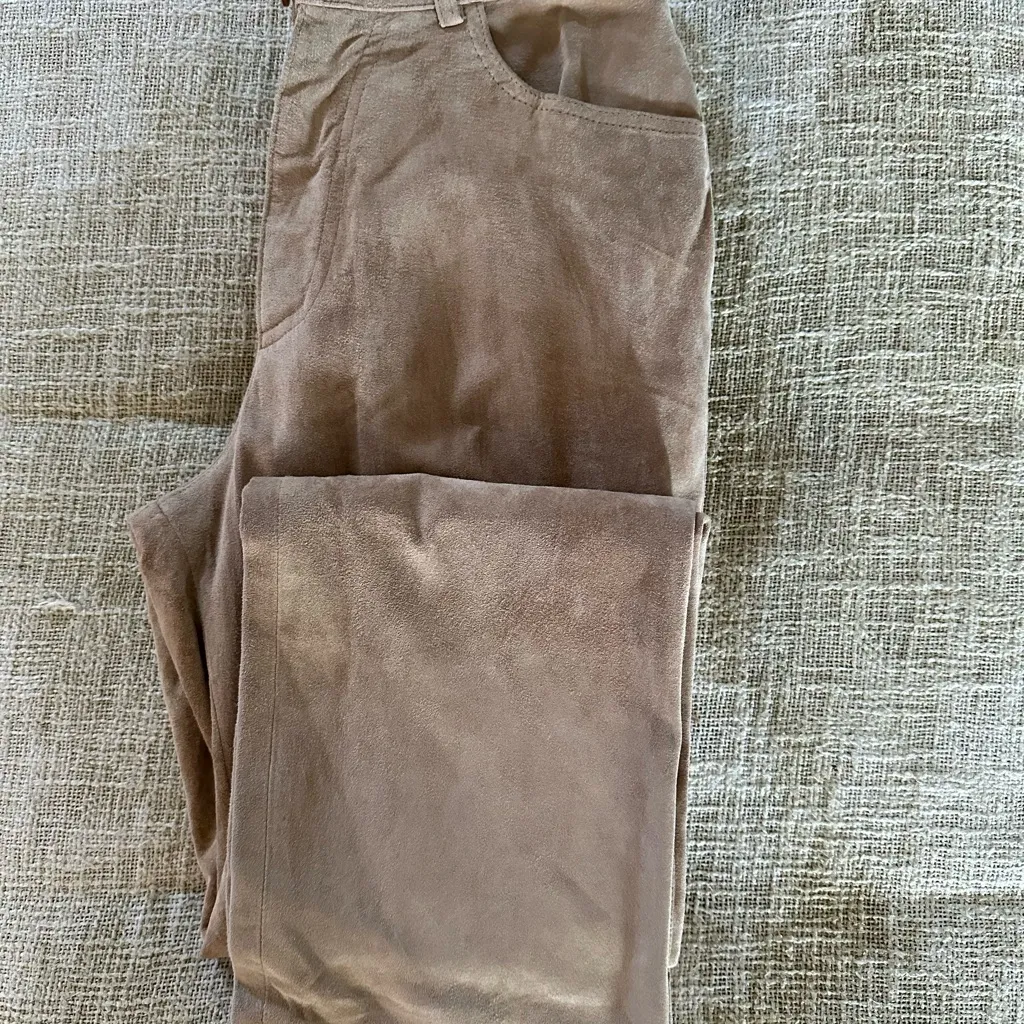 Brandon Thomas suede leather Pants in Tan Size 8 - Image 3