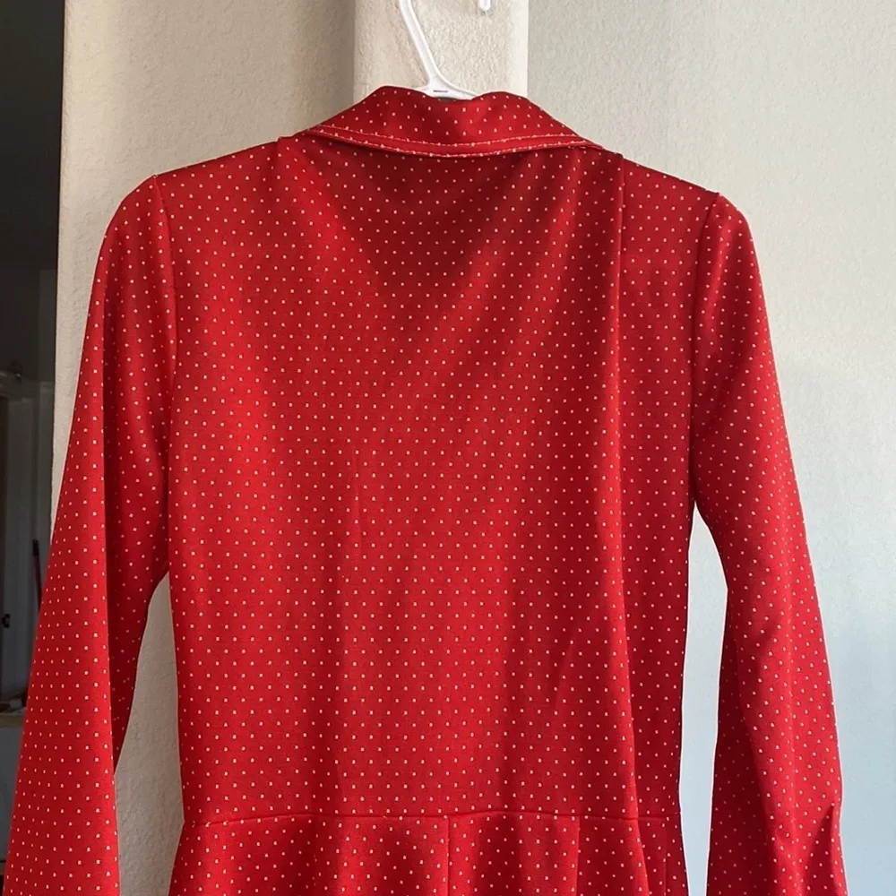Vintage Straight Lane 70s red polka dot jumpsuit with belt perfect condition - Image 6