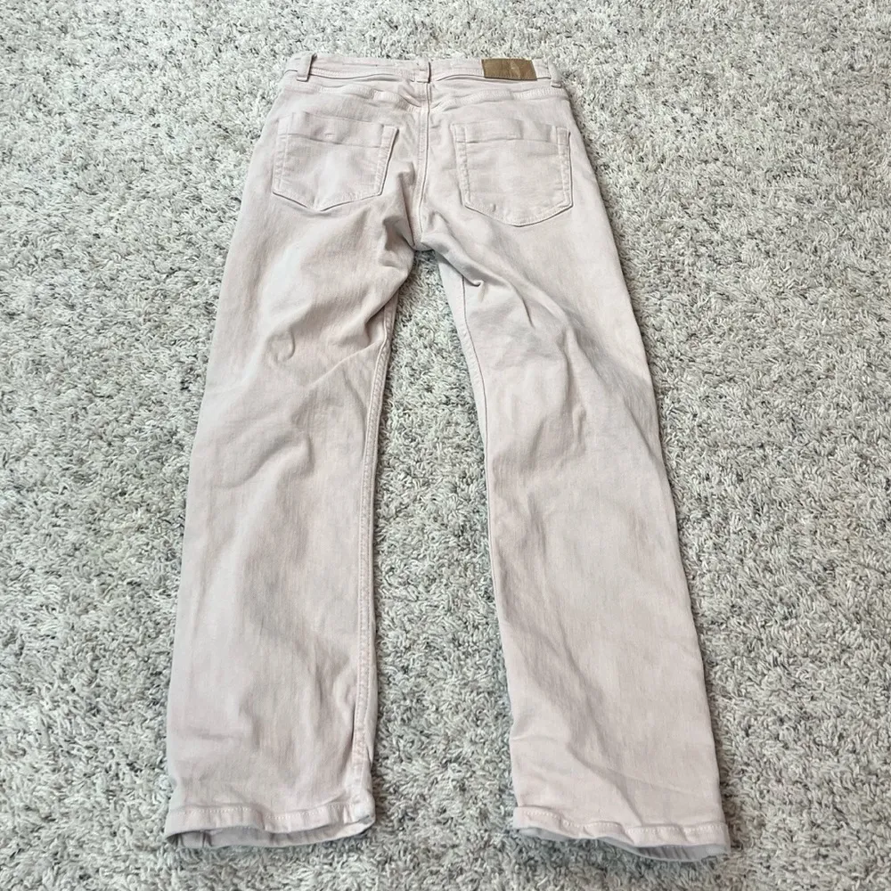 Zara High Rise Button Fly Solid Light Pink Skinny Denim Jeans Size 2 Pockets - Image 3