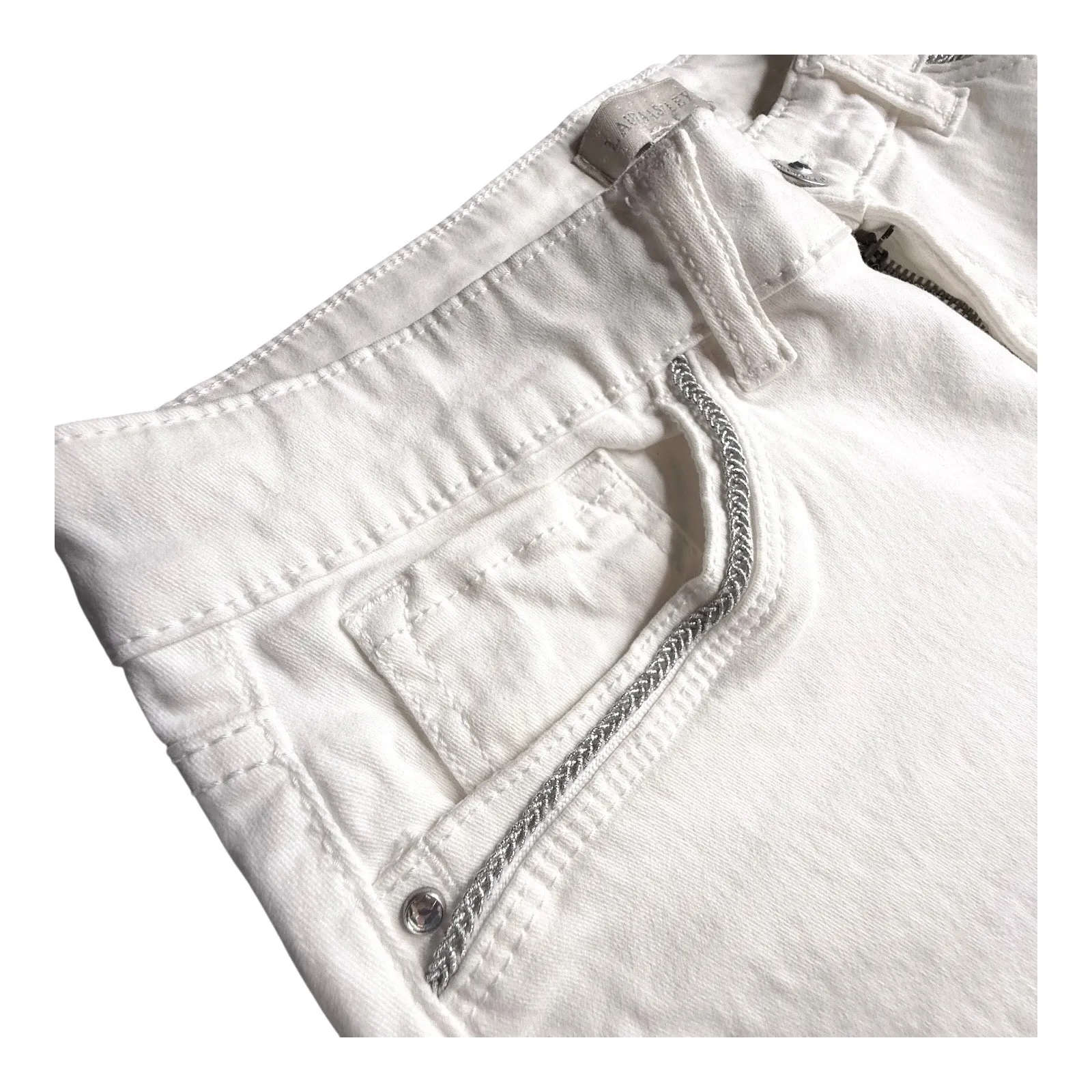 Laura Ashley WHITE JEANS Womens 10P Silver Stud Pocket Straight Leg Denim Cotton - Image 4