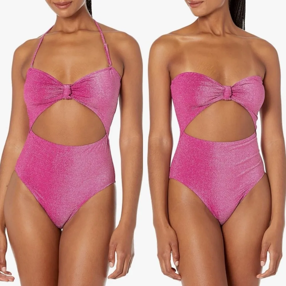 BCBG Knot Front Cut Out On-Piece Swimsuit w/Tummy Control in Berry Size M NWT - Image 6