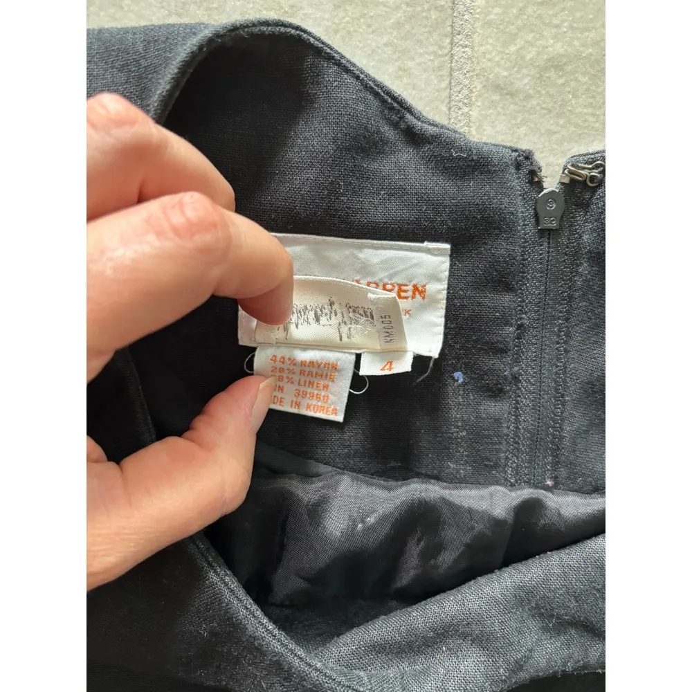 Vintage David Warren Dress Womens 4 Black Beaded Shift Cocktail Party Career 90s - Image 7