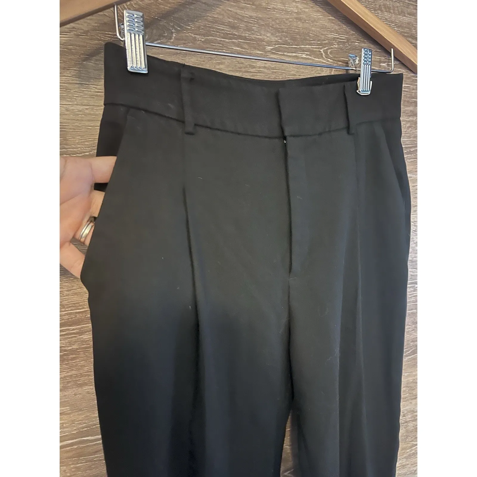 Anine Bing Joelle Trouser Pants Women Size Small Black Pockets Career Office - Image 2