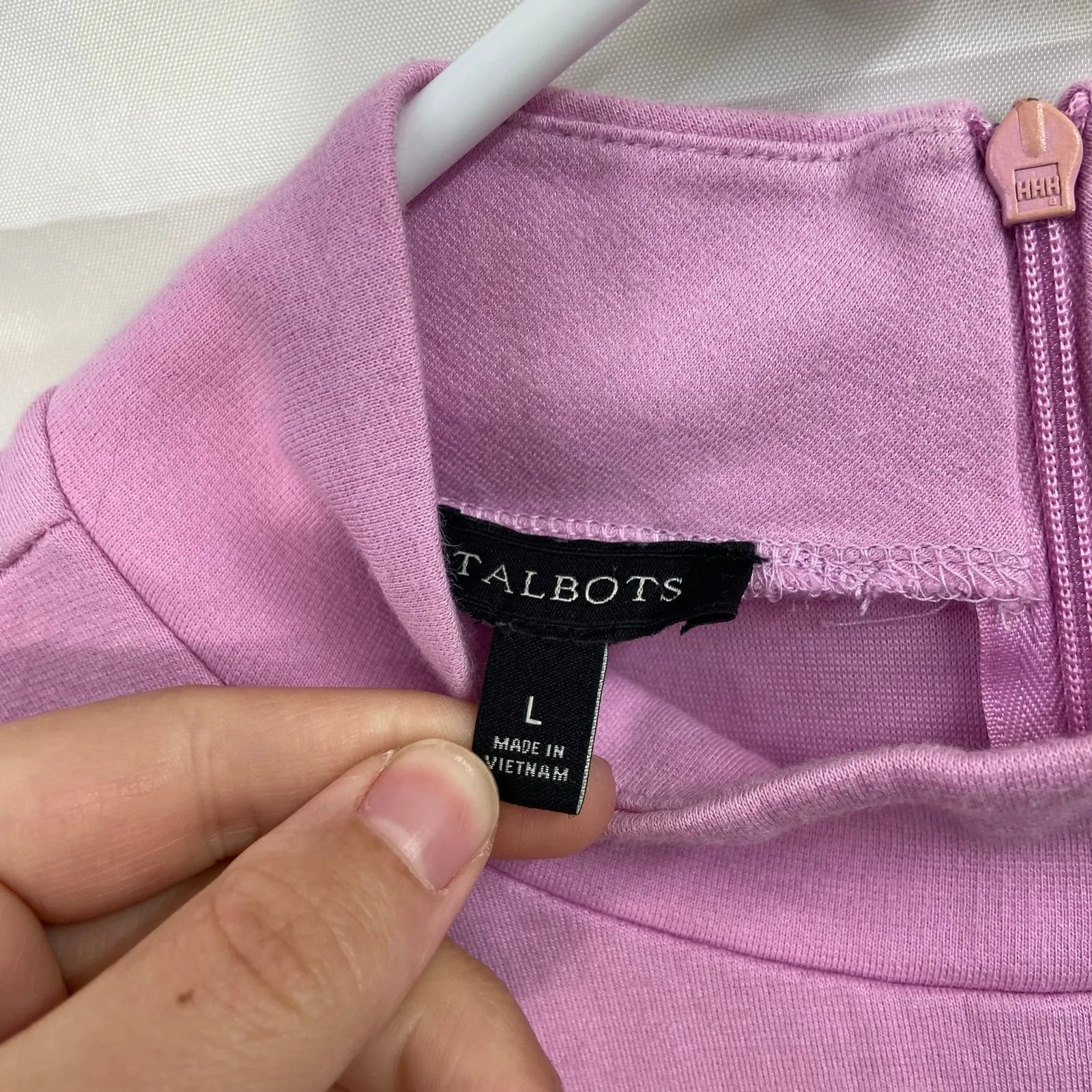 Talbots women's pink orange striped Calder mock‎ neck knit long sleeve top large - Image 4