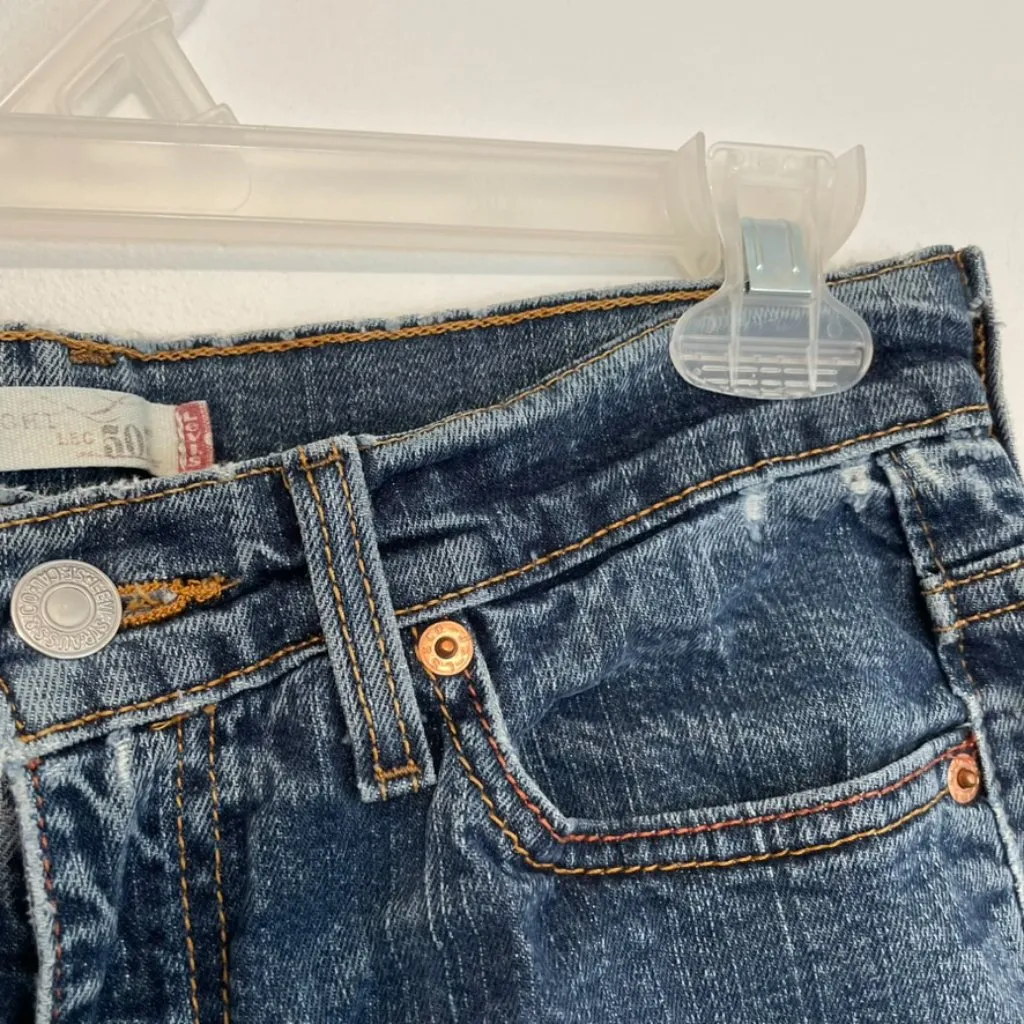 LEVI'S LEVIS Straight Leg 505 Jeans Dark Wash ish Distressed Straight Leg Jean 6 - Image 6