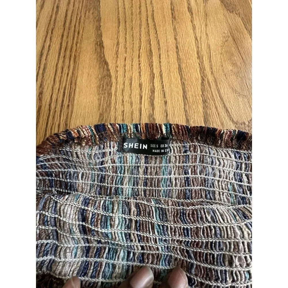 Shein Women 2 Short Set Pom Pom Hem Tube Top Sz S Resort Wear Beach Vacation - Image 8