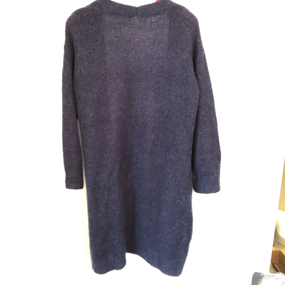 H&M Navy Soft Knit Long Open Cardigan Pockets XS - Image 6