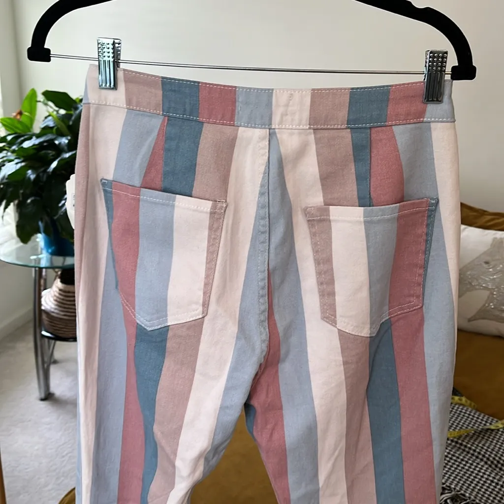 Altar'd State Multicolor Striped Flare denim Pants NWT - Image 4