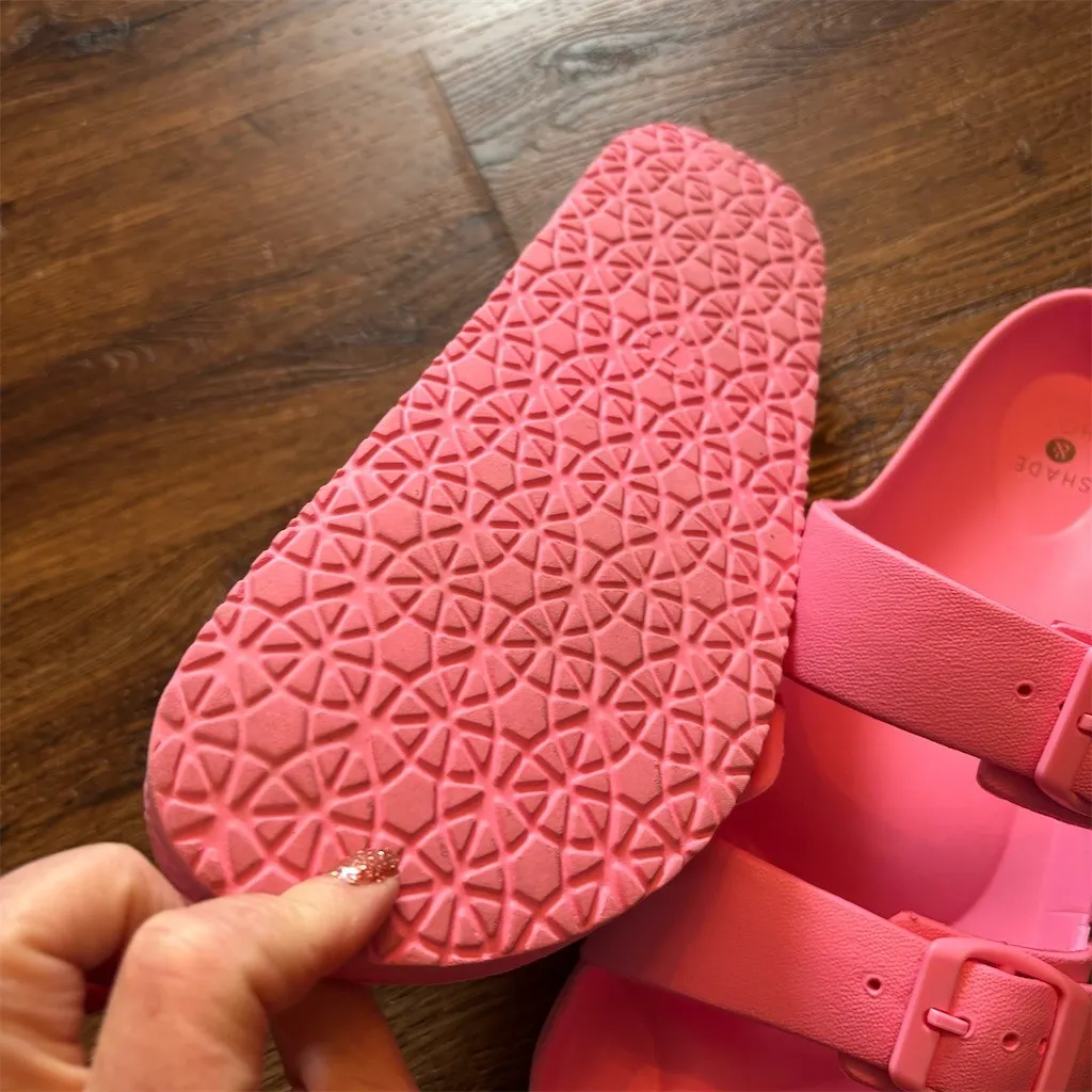 Shade & Shore Slide Sandals Womens Size 7 Pink Double Buckle Beach Pool - Image 9