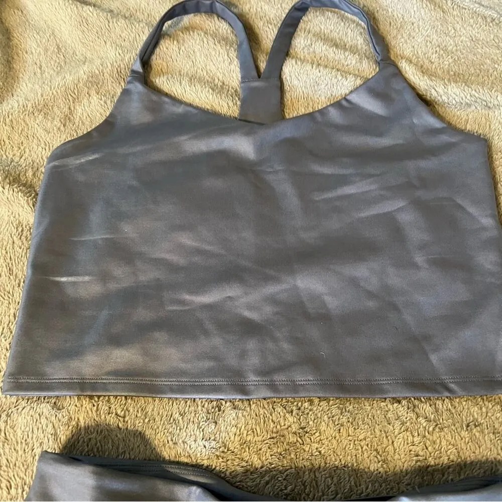 Abercrombie & Fitch Metallic Crop Top and Bike Shorts Set Athleisure Size Medium - Image 5