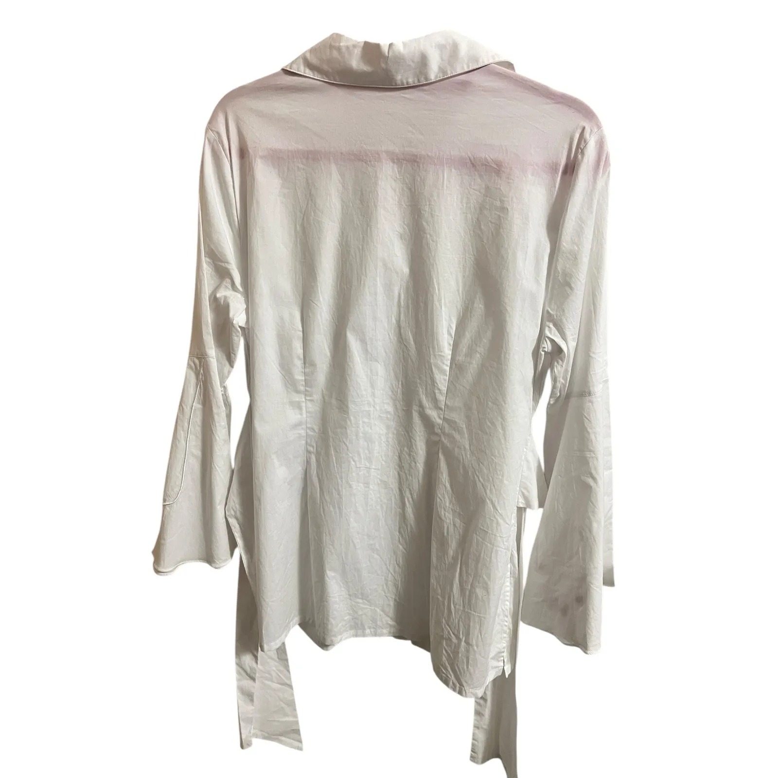 MISHCA Button Up Blouse Top M White Black Bell Sleeve Embroidered Vintage Art Size M - Image 5