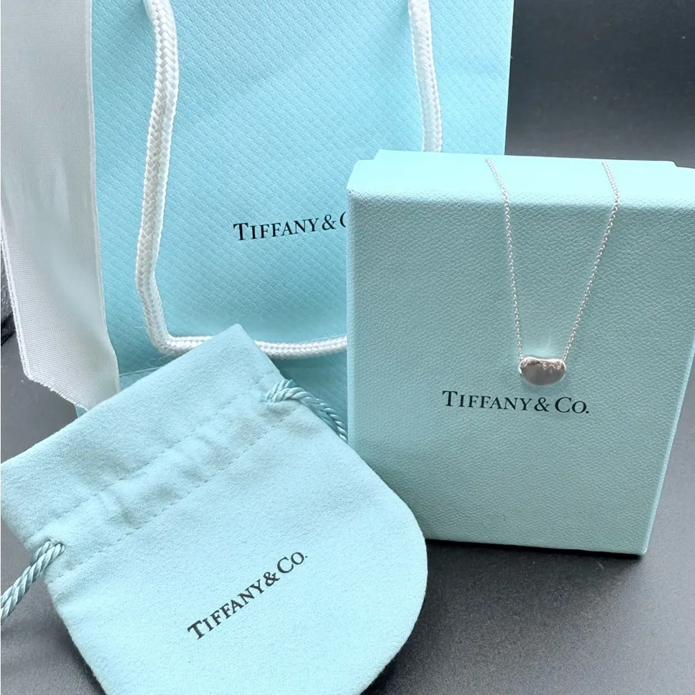 Tiffany & Co Elsa Peretti 11mm Bean Necklace Pendant Sterling Silver 15.25” - Image 3