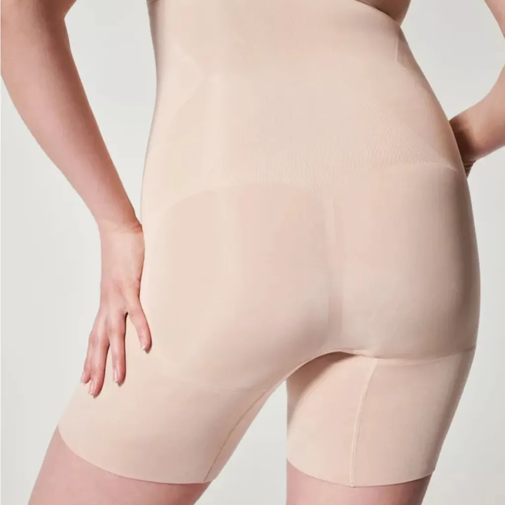 SPANX OnCore Sculpting High Waisted Mid Thigh Shorts Size 3X Nude Beige PS1915 - Image 2