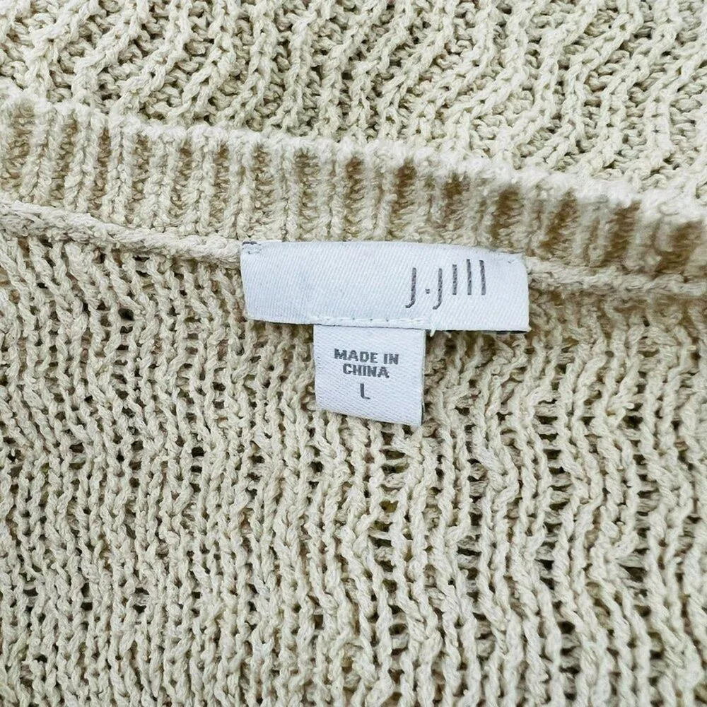 J.Jill Oatmeal Fringe Sweater Tunic Womens Large Causal - Image 4