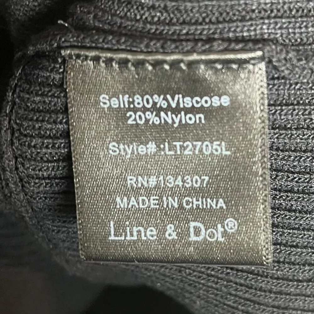 Line & Dot Size L Oversized Statement Sleeve Knit Top Solid Black Elevated Basic - Image 4