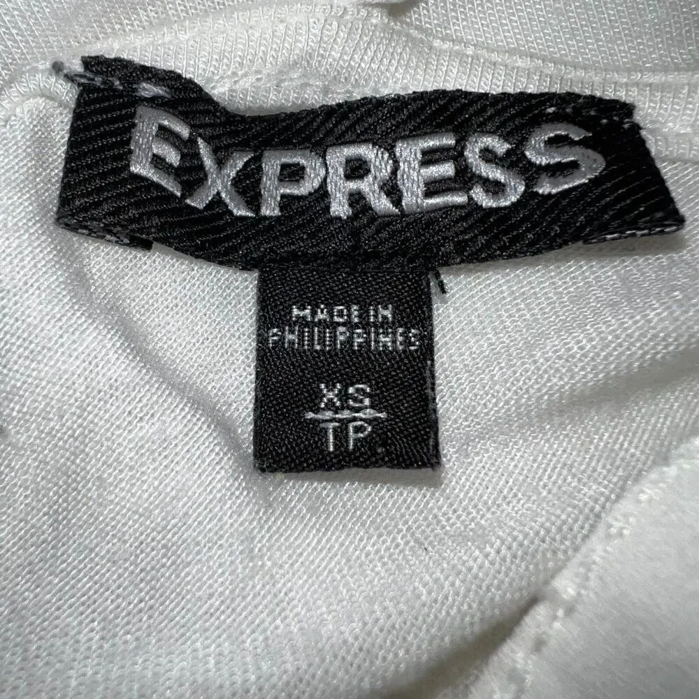 EXPRESS White Chiffon Front Cut Out Top‎ Open Back EUC Size XS - Image 7