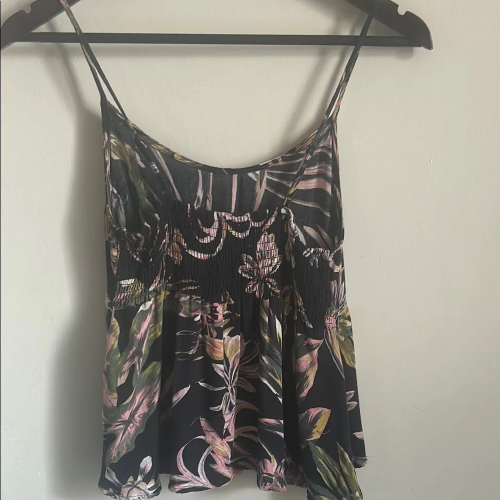 O'Neill Camisole Deep Blue with Pink and Green Tropical Floral Design Tank - Image 5