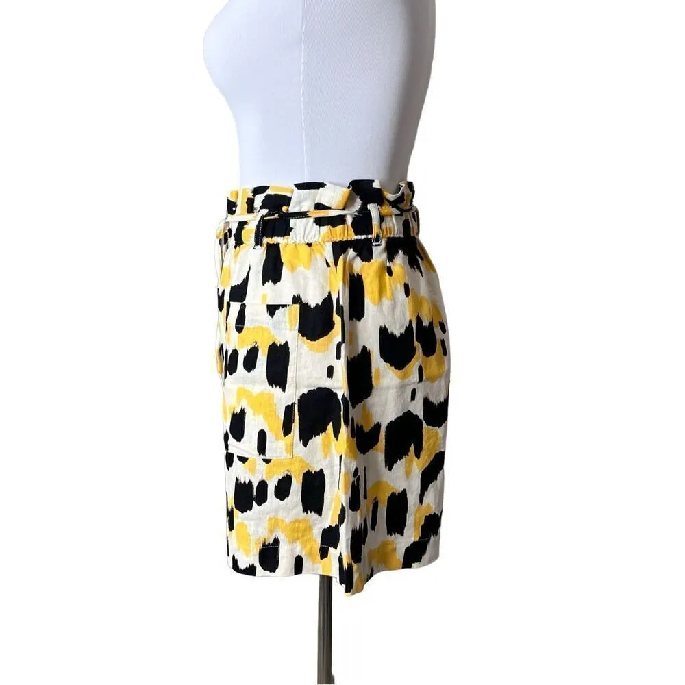 Who What Wear Linen Paperbag Shorts Yellow‎ Animal Print sz XS NWOT - Image 3