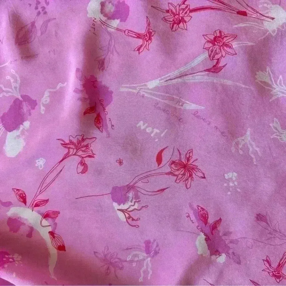 NWOT Women's Topshop Pink Long Sleeve Blouse Size 4 100% Silk Love Neck Tie - Image 4