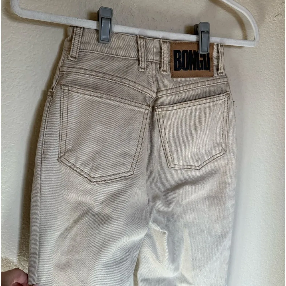 Vintage BONGO High Waisted Mom Jeans Sz‎ 0 Cream Tan Contrast Stitch Western - Image 2