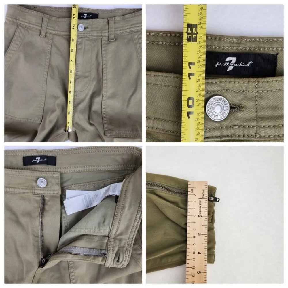 7 For All Mankind Darted Boyfriend Jogger Size 29 Sateen Army Green NWT - Image 7