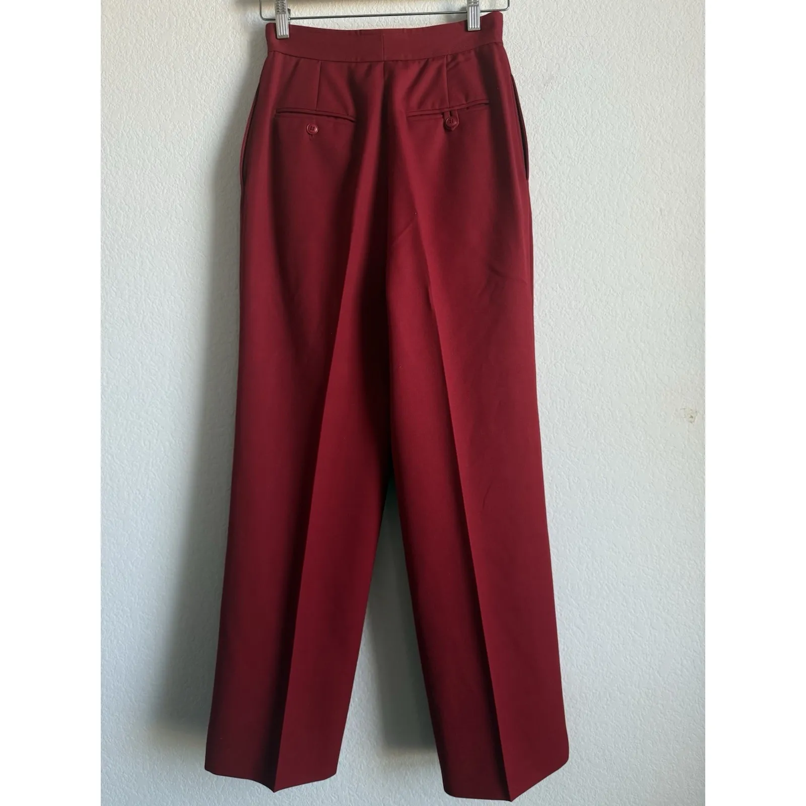 Carlisle Pleated Red Trouser Pant Women 6 Wool Retro Classic Career Office Work - Image 3