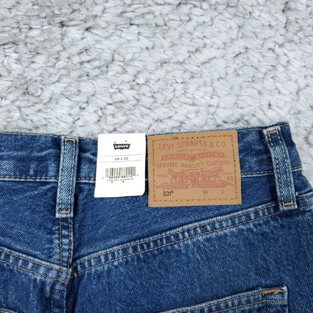 Levi's Premium 501 '90s Straight Baggy Jeans Blue Women's Size 26 x 32 Y2K Loose - Image 6