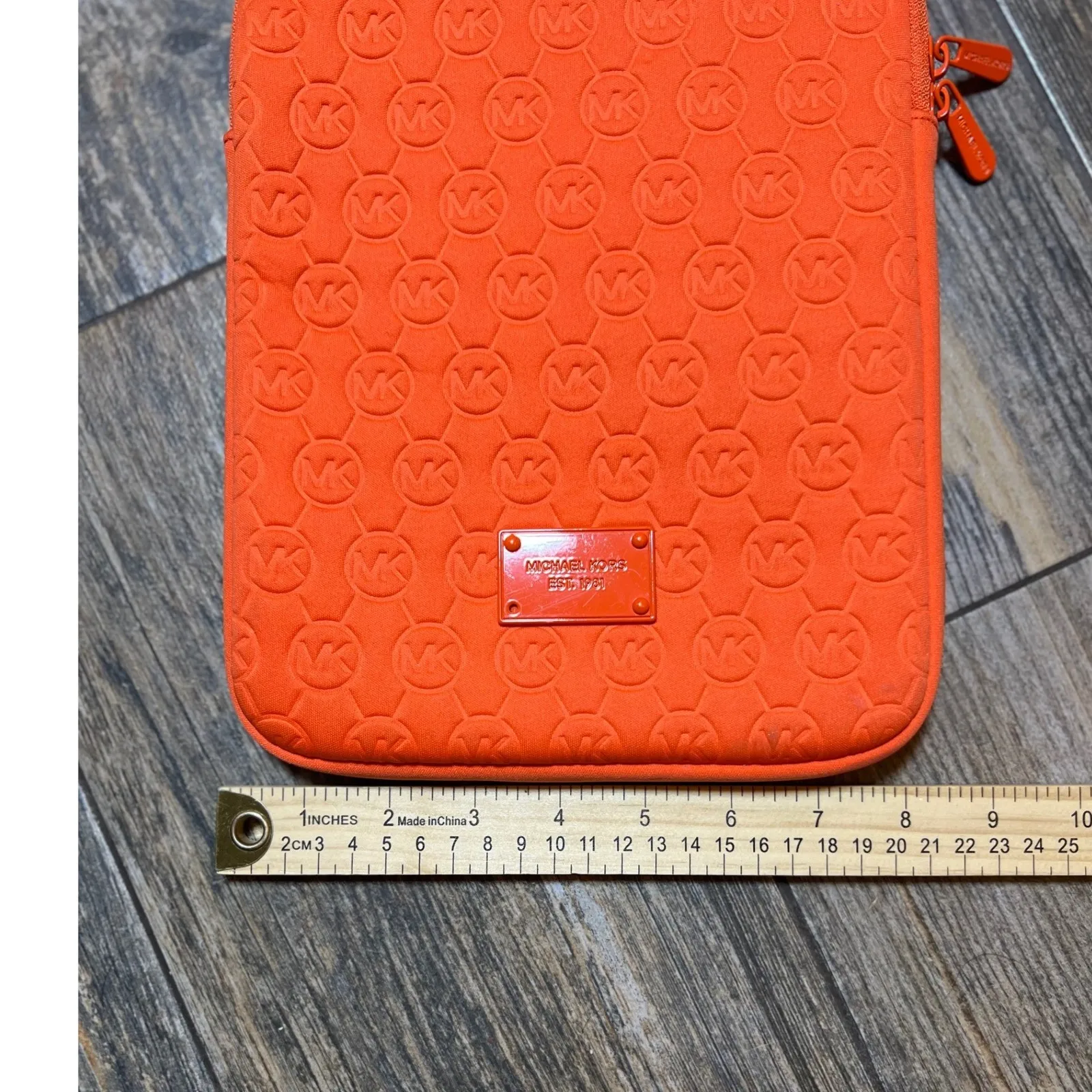 Michael Kors Orange Monogram Tablet Ipad Zip Around Sleeve Pouch Case Neoprene - Image 4