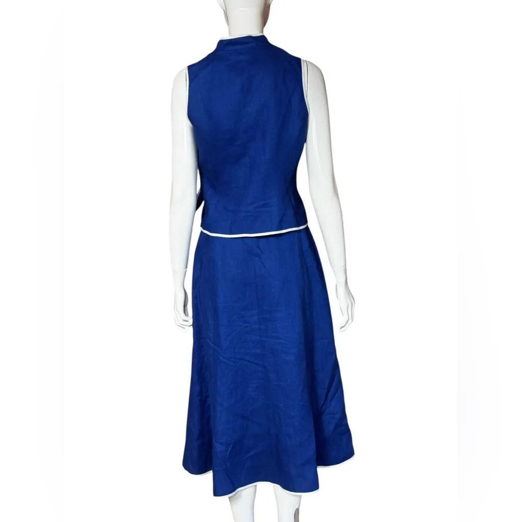Talbots Linen Blue and White Long Skirt and Top Size 6 - Image 2