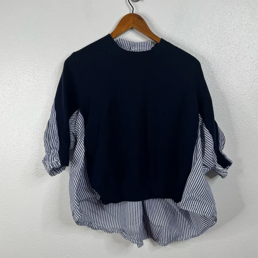 Do + Be Striped Sweater Shirt Combo Top Size Large - Image 2