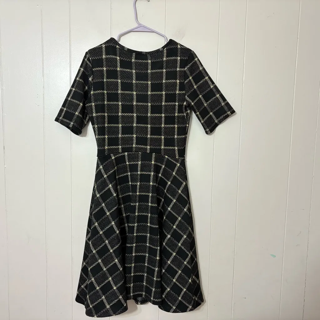 ModCloth Just In Time Sweater Dress Black & Gold Plaid Size M | Geometric Knit - Image 10