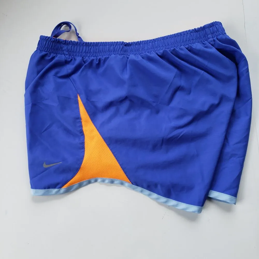 Nike Womens Shorts Size Small Tempo Running Mesh Inset Blue Orange Gray Brief - Image 2