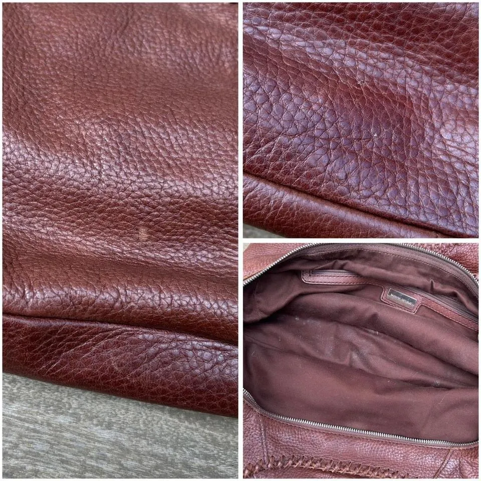 Tan Brown Leather Banana Republic Shoulder Bag Purse Hobo Bag w/ Tassel Zipper - Image 8