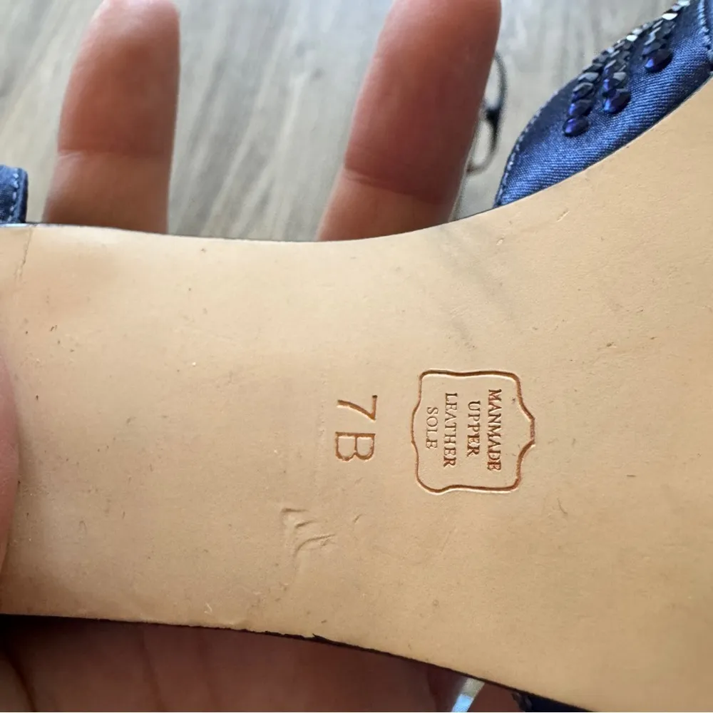 Caparros Blue Satin Rhinestone Kitten Heels Womens 7 Formal Dressy Party Bling - Image 9