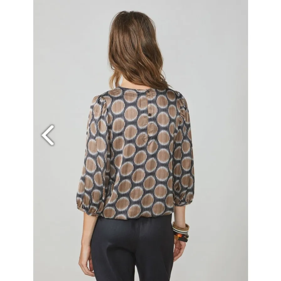 Summum Woman Amsterdam Puff Sleeve Blouse Size 40 US 10 NWOT Black - Image 2