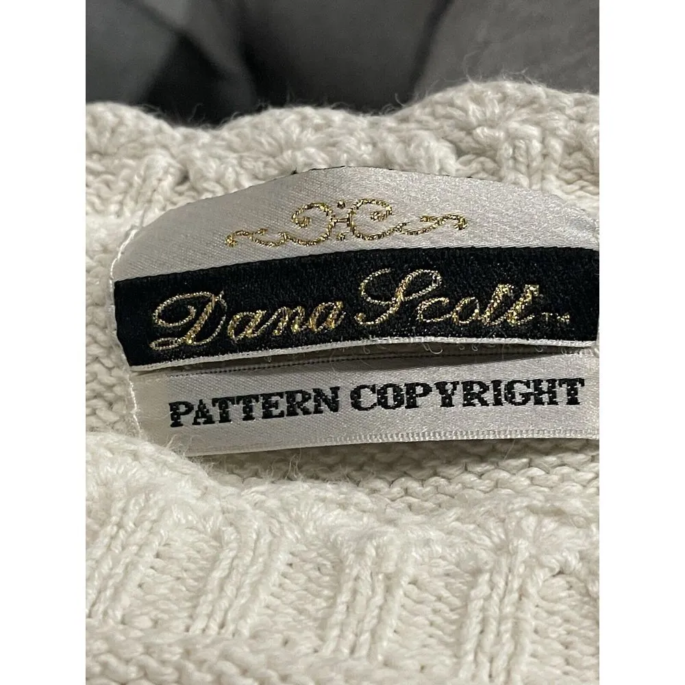 Vintage 90s Dana Scott Sweater Flowers& Roses Patchwork Cream & Pink Size M D204 Size M - Image 3