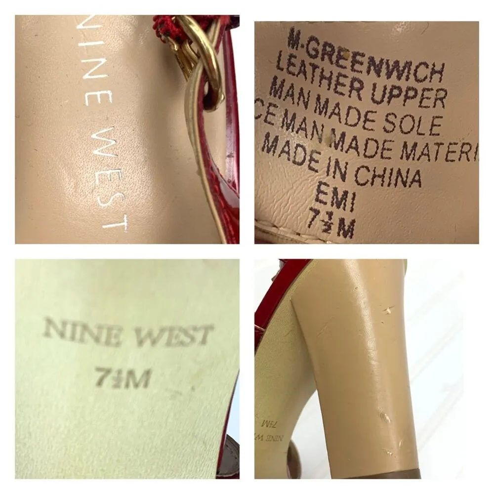Nine West Greenwich Red Patent Leather Dress Heel Sandals Women's Size 7.5 M - Image 9