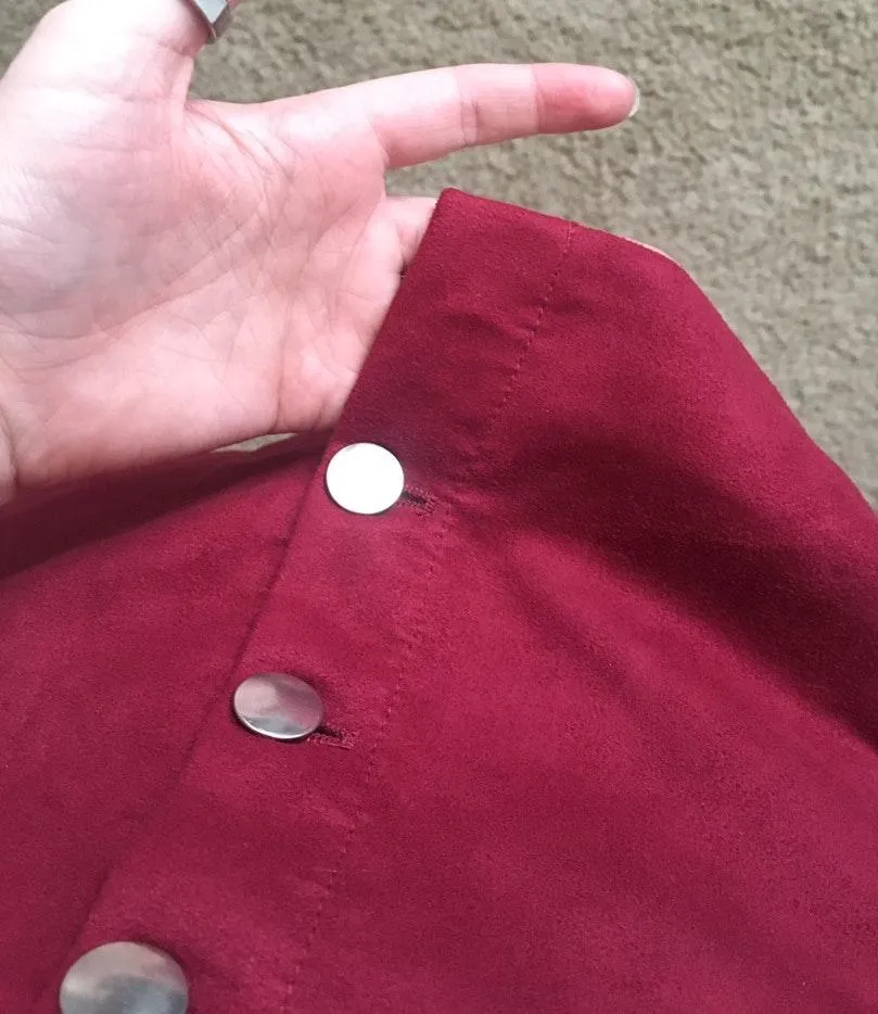 Divided Maroon Suede Skirt - Image 3