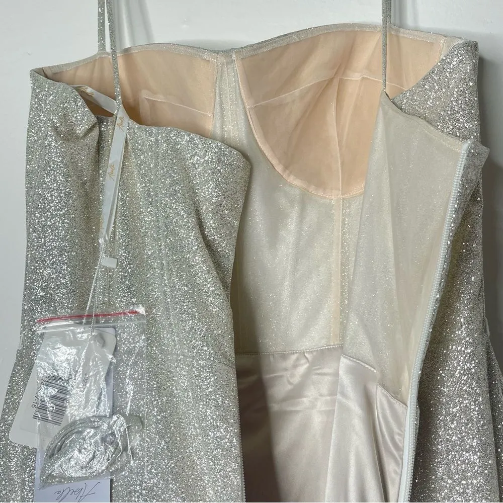 Abella by Allure Karina Size 16 Formal Wedding Reception Bridal Mermaid Gown Silver - Image 6