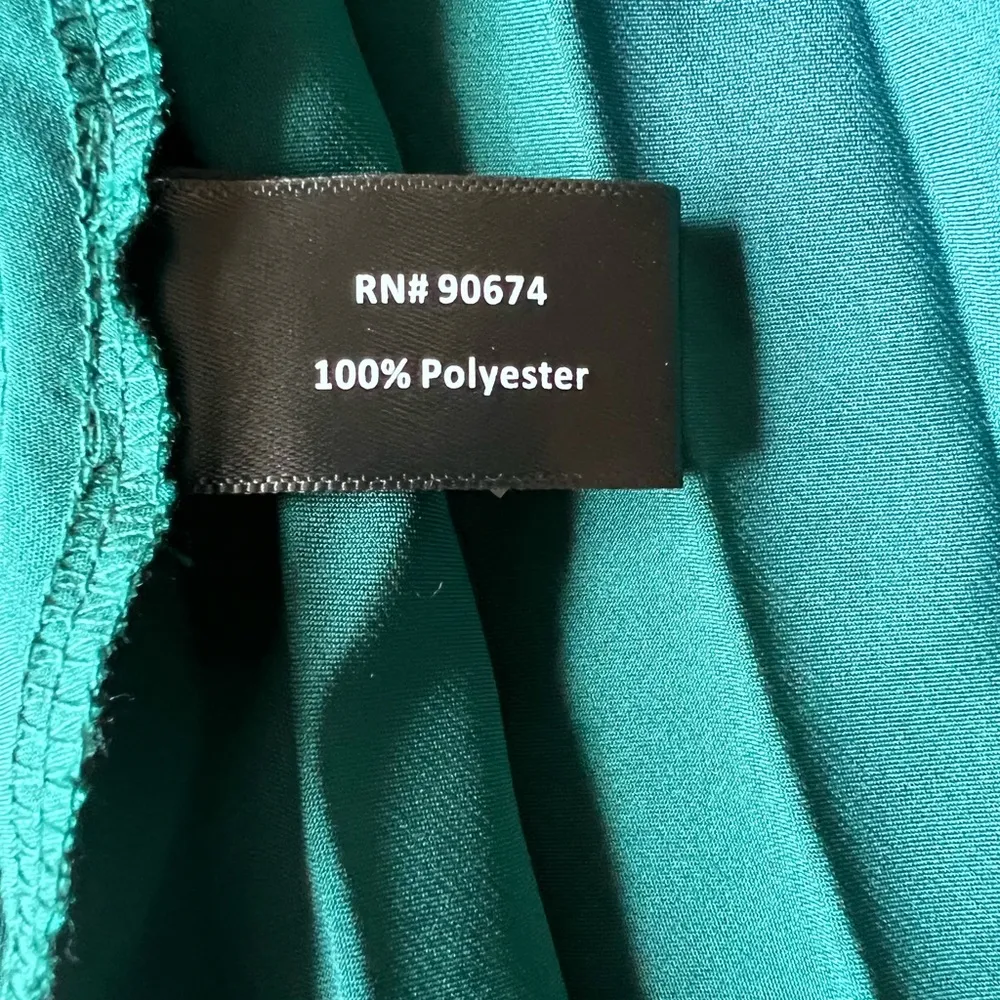 Boston Proper Emerald Green Pleated Liquid Shine Babydoll Maxi Dress Formal - 8 - Image 12