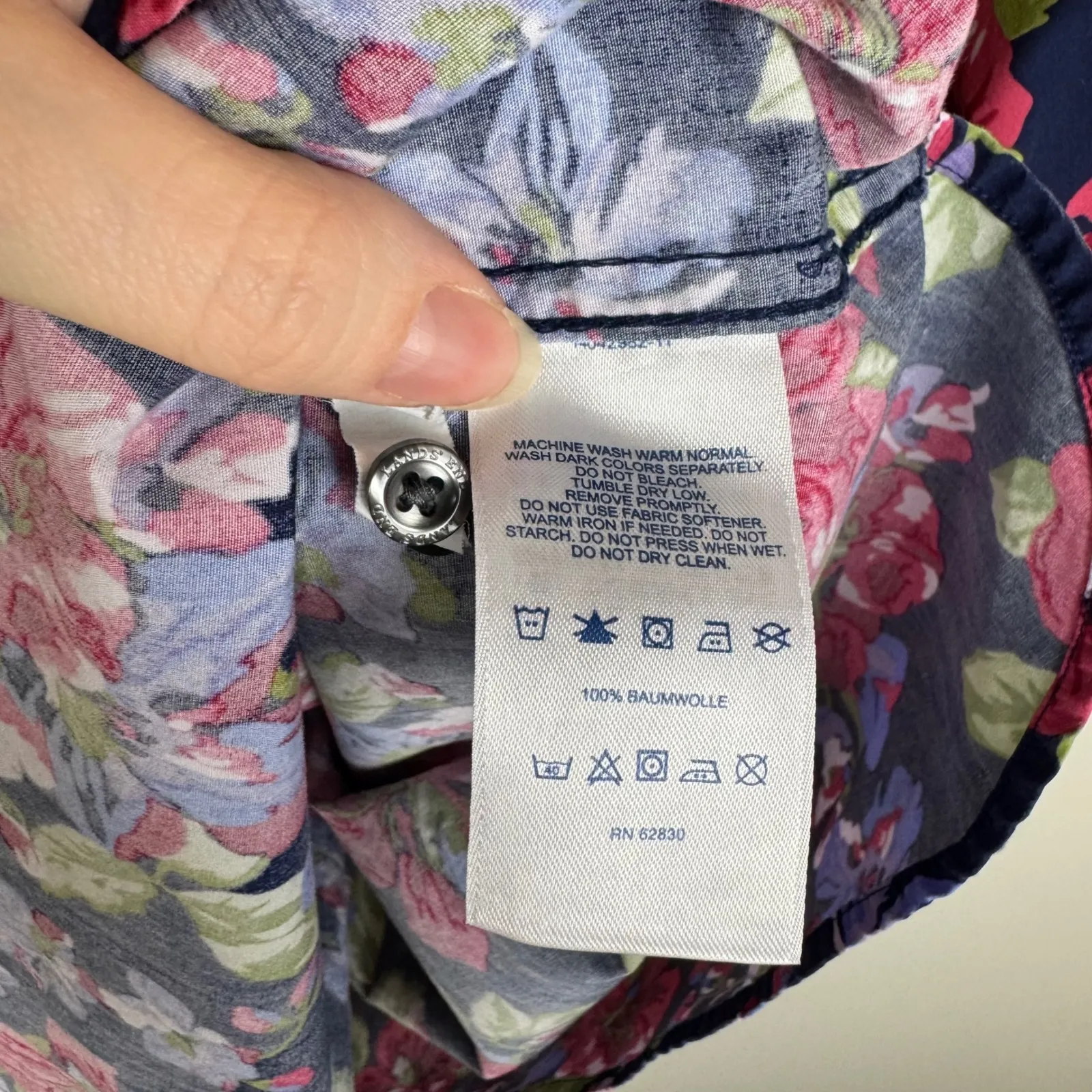 Lands End No Iron Supima Cotton Popover Shirt Size 18W Floral Bloomcore Tropical - Image 6