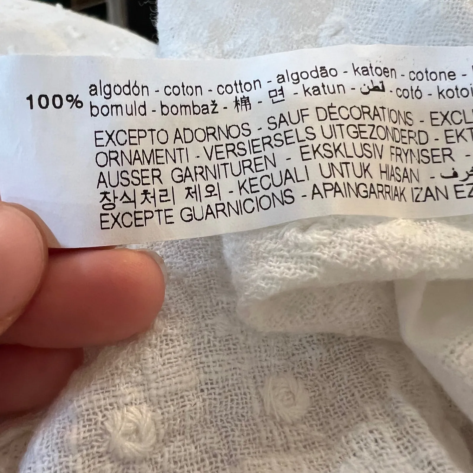 Zara Basic 100% Cotton White Swiss Dot Ruffle Blouse Romantic Cottagecore XL - Image 9