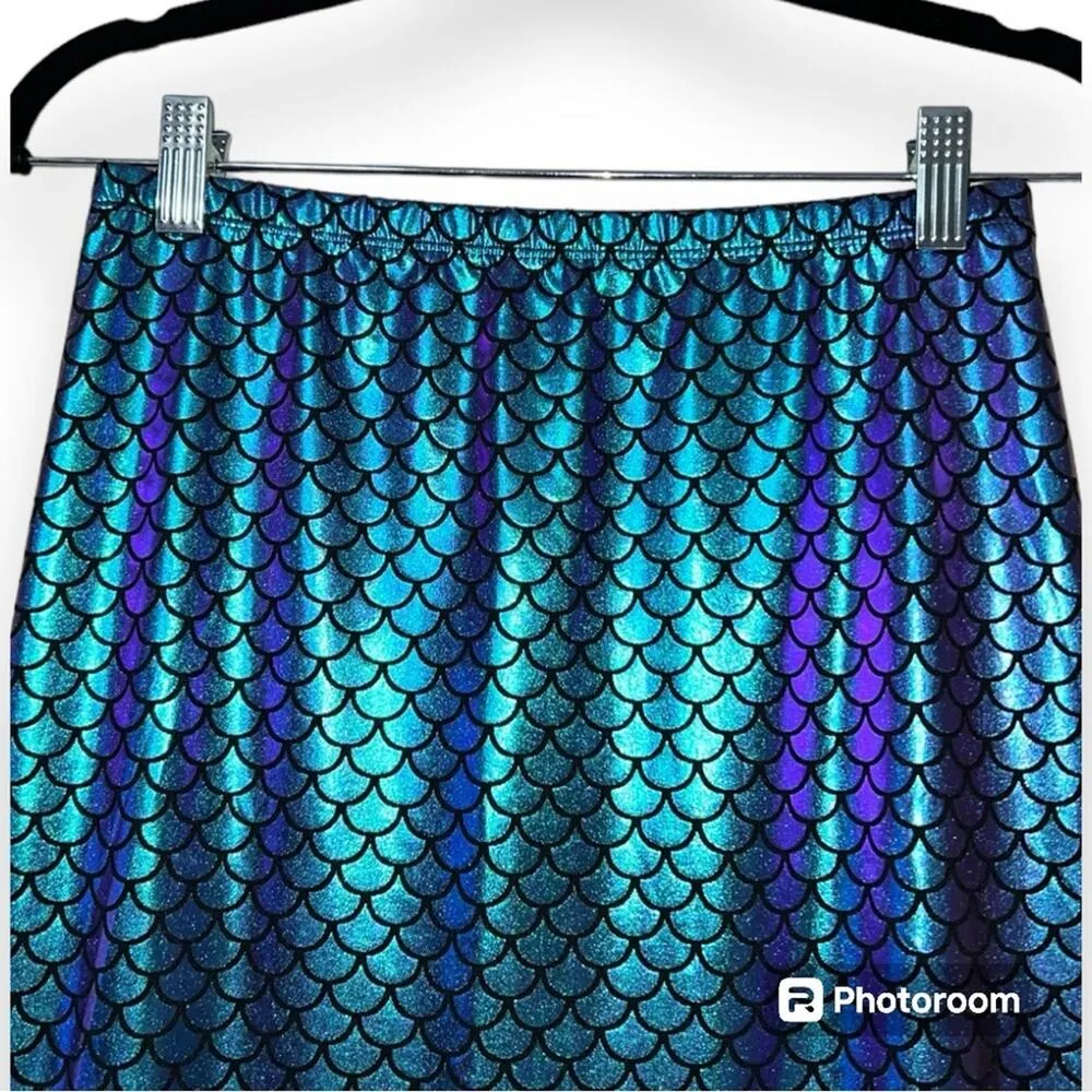 SPIRIT HALLOWEEN sz medium (8-10) pull on skirt iridescent scale mermaid skirt - Image 10