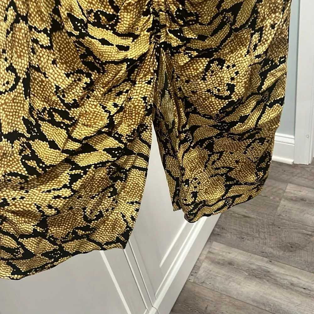 BA&SH Jupe Carry Midi Skirt, Slit, Ruched, Snakeskin, Size 2 (8/M) - Image 6