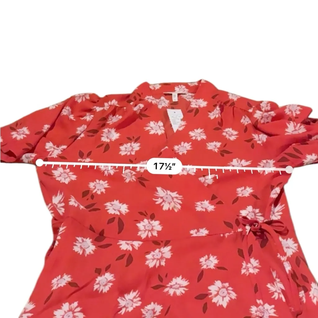 Maurices Red & White Floral Print Short Sleeve Wrap Top Sz S‎ NEW FLAWED - Image 7
