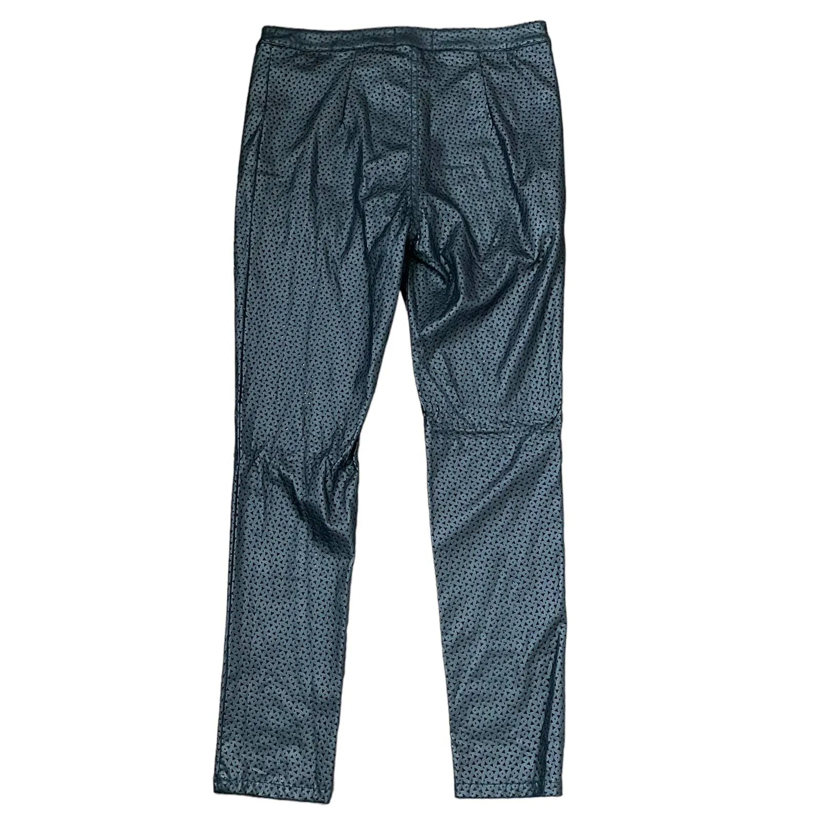 H&M Polyurethane Coat Pants‎ Size 8 Black Triangle Openings Pleather 31X29 - Image 6