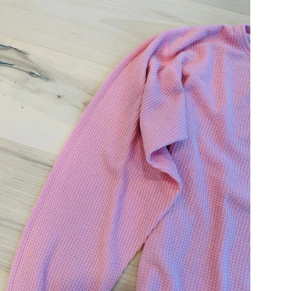 Vintage womens Thermal Long Underwear Shirt Size large Crew Neck Pink - Image 4