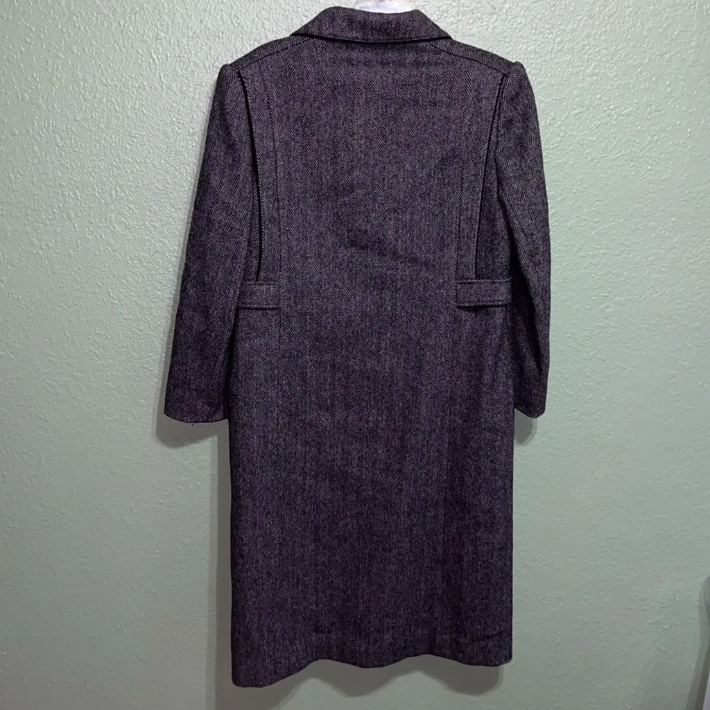 Vintage Union Made Herringbone Wool Blend Trench Coat unisex long coat Gray Size XL - Image 9