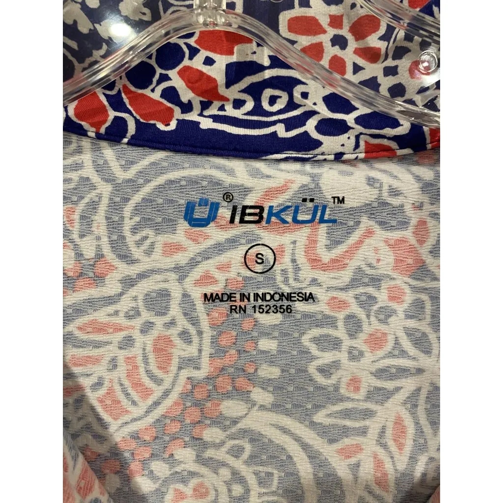 IBKUL Shirt Womens Small Blue Red White Paisley Quarter Zip Long Sleeve Golf - Image 3