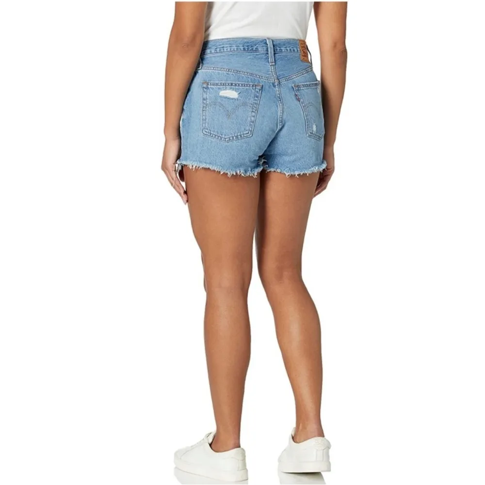 Levi’s 501 Button Fly High Rise Distressed Jean Shorts Sz 30 - Image 4